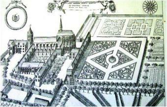 Abbaye Saint-Martin en 1674, reproduction collection Henri Le Charpentier gravure noire et blanc