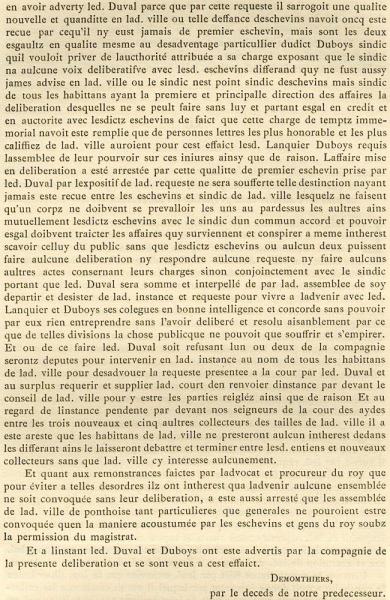 Délibération du corps de la ville de 1633, partie 2