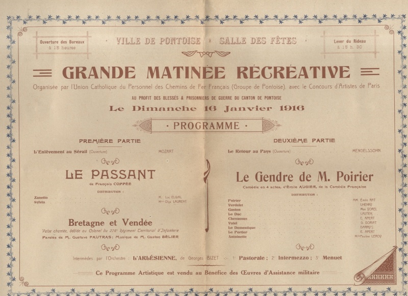 Programme de la "Grande matinée récréative" (Archives municipales)